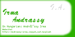 irma andrassy business card